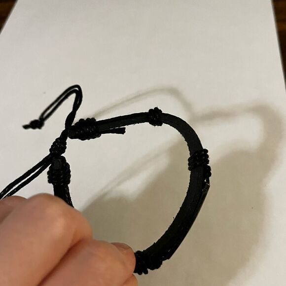 Metal Alloy Cowhide Cross Leather Adjustable Woven Bracelet Jewelry - Picture 7 of 10